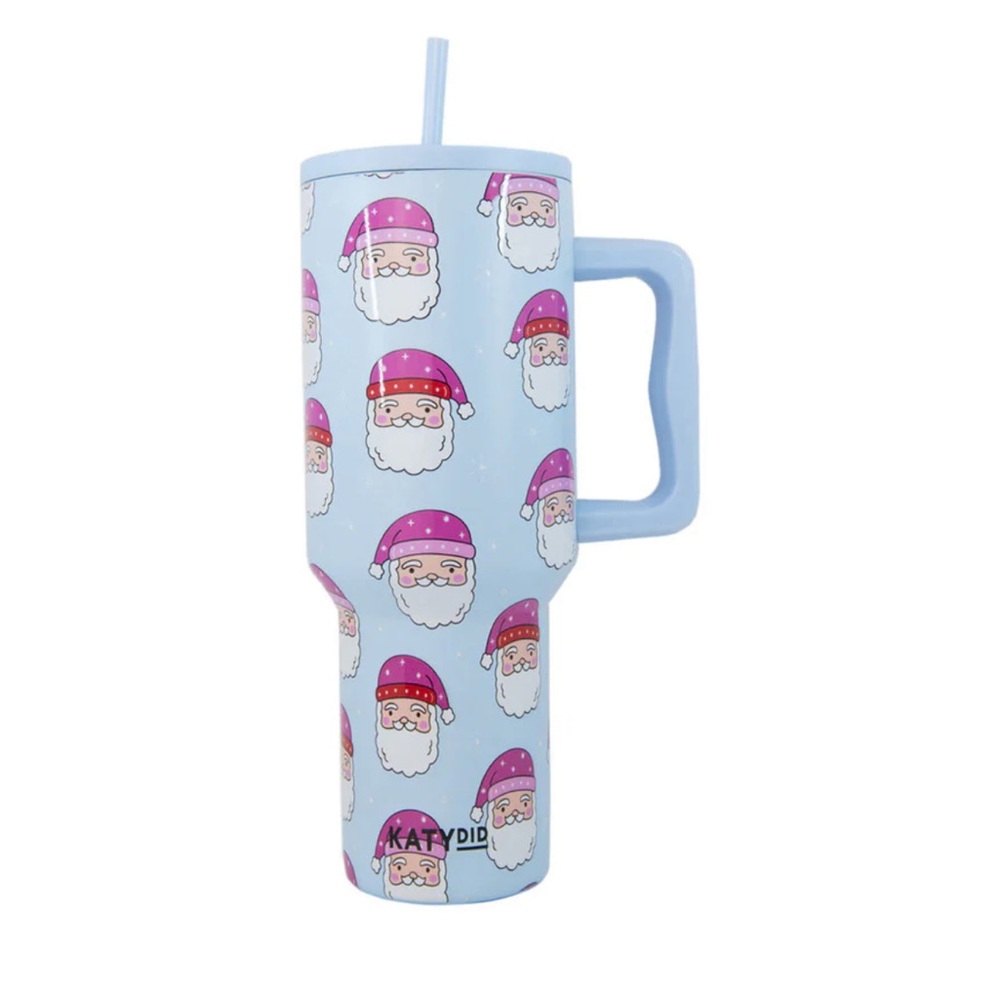 New! Katydid Pink Santas 38 OZ Tumbler Reusable Water Bottle